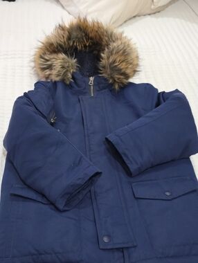 Polo by Ralph Lauren Navy Puffer Parka with Faux Fur Trim Hood